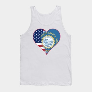 State of South Dakota Flag and American Flag Fusion Design Tank Top